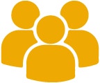 Ícono amarillo de un grupo de personas juntas